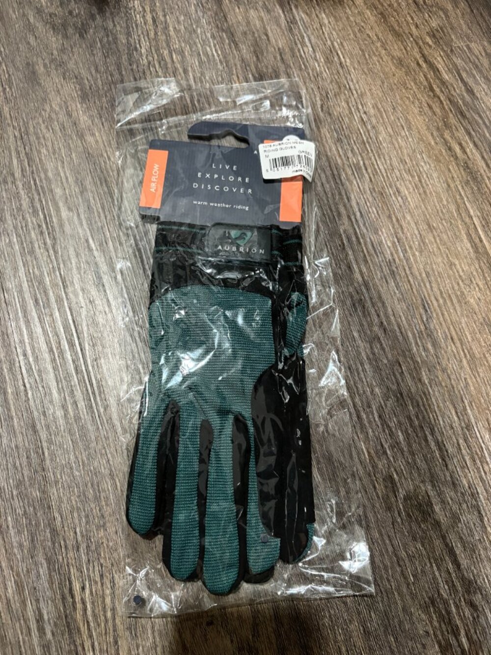 Aubrion Equestrian Riding Gloves Air FLow Mesh Green sz M Med NEW - Picture 2 of 3